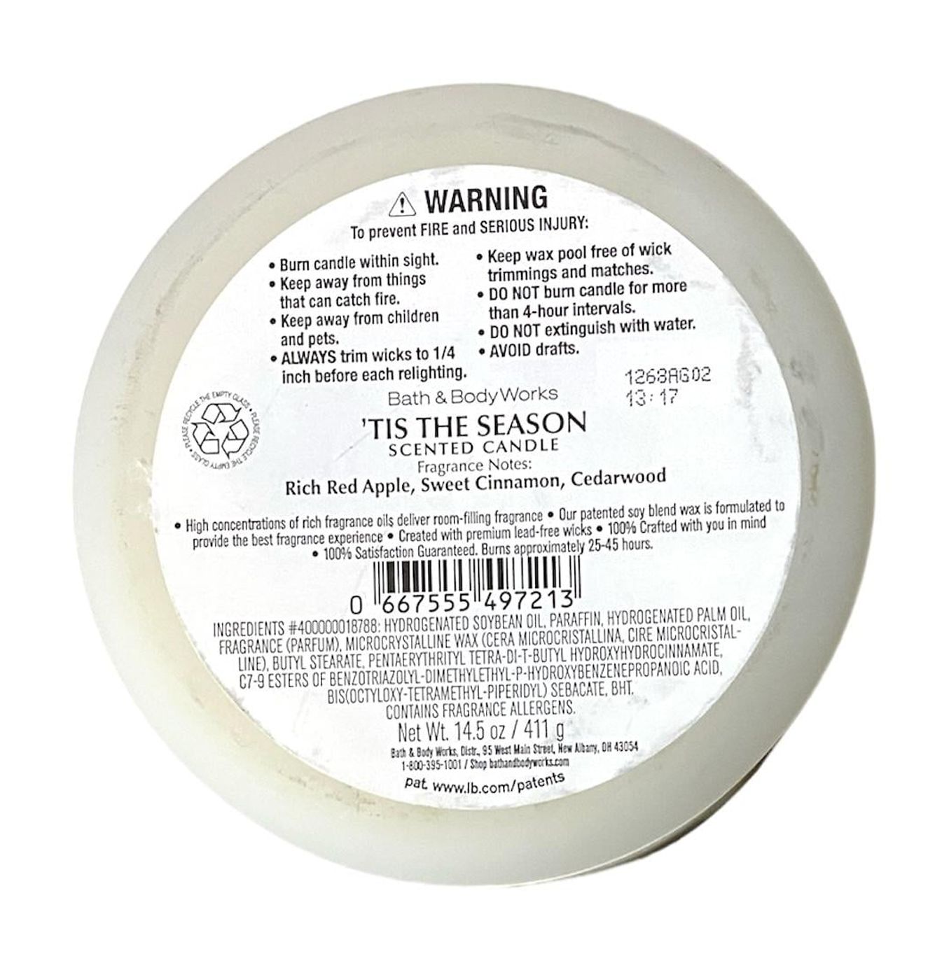 Bath and Body Works 'Tis The Season 3 Wick Scented Christmas Candle New with Lid
