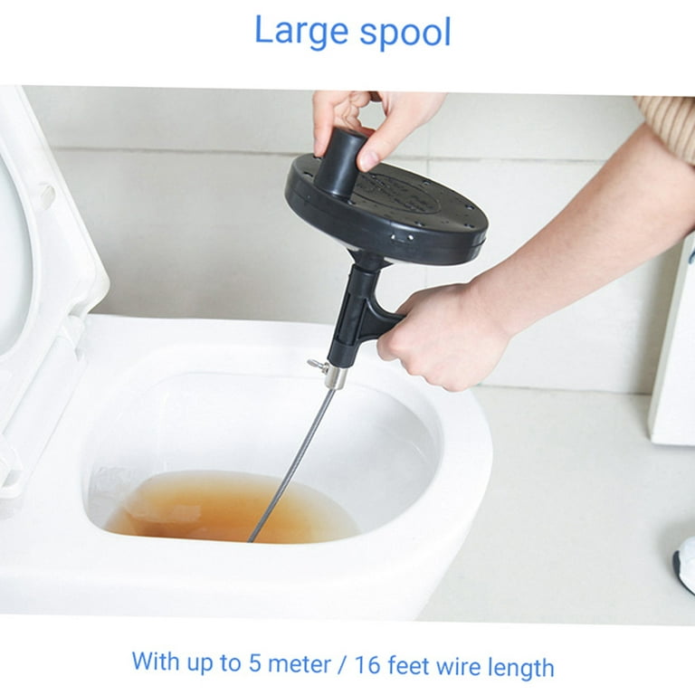 Cable Auger Plumber's Snake Flexible Steel Cable with Spool Hand Crank  Shower Sink Toilet Drain Clog Plumbing Snake Cleaner 