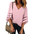 thumbnail image 1 of Women's Flare Sleeve V Neck Loose Blouse, 1 of 2