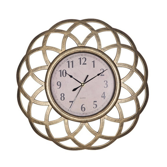 Worgeous  Vintage Wall Clock Silent Large Clocks for Living Room Retro Decor Golden