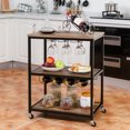 thumbnail image 3 of Gymax 3-Tier Rolling Kitchen Cart Utility Serving Bar Cart w/Glass Holder & Wine Rack, 3 of 10