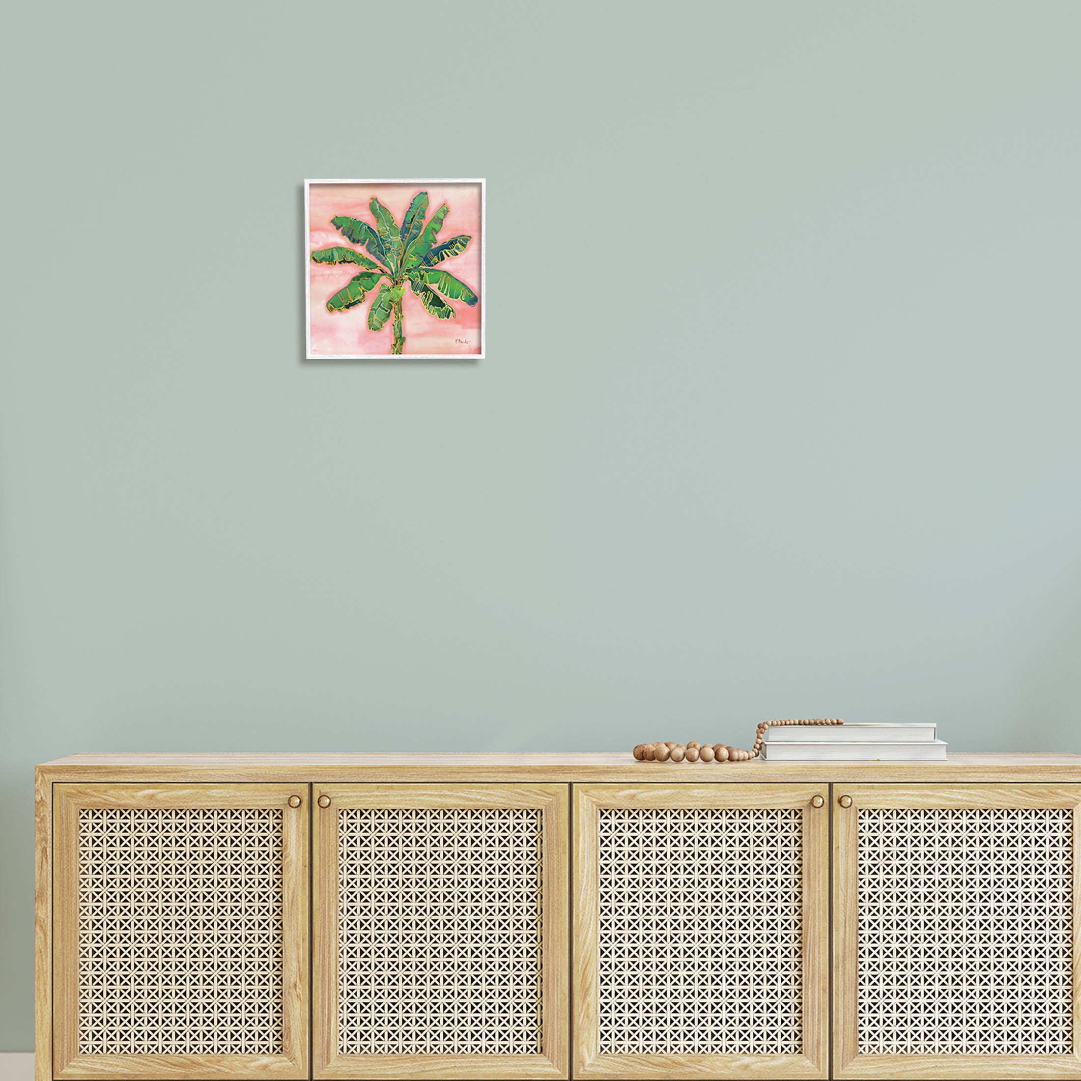 Contemporary Palm Tree Leaves Botanical & Floral Graphic Art White Framed Art Print Wall Art