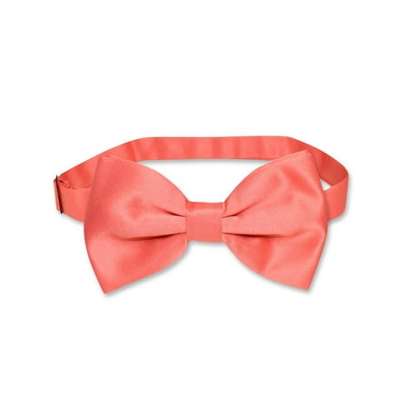 Coral Tile - Vesuvio Napoli BOWTIE Solid CORAL PINK Color Men's Bow Tie for Tuxedo or Suit