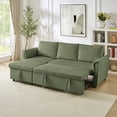 thumbnail image 7 of L-Shaped Modular Loveseat Sofa with Chaise Lounge, Pull-Out Sleeper Bed, Reclining Backrest and Storage Chaise, Tufted Corduroy Upholstered Convertible Sectional Couch for Living Room, Green, 7 of 7