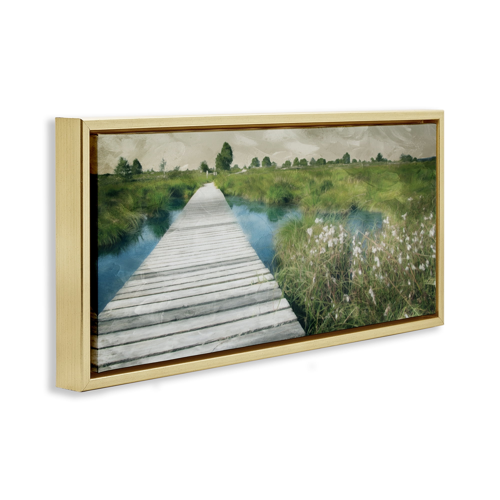 Stupell Industries Walkway On The Marsh Gold Framed Floater Canvas Wall Art, design by Milli Villa