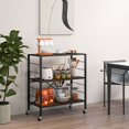 thumbnail image 4 of Costway Kitchen 4 Universal Wheels 3-Tier 30.00 x 14.00 x 34.00 Inches, Black + Rustic Brown, 4 of 9