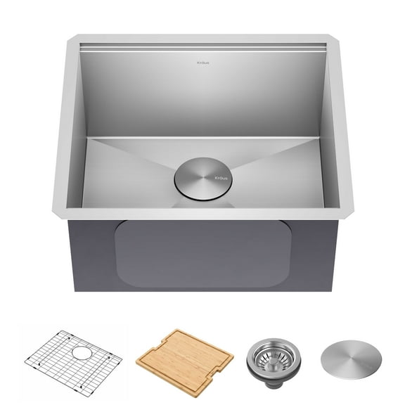 KRAUS Kore 21" Undermount Workstation 16 Gauge Single Bowl Stainless Steel Kitchen Sink with Accessories