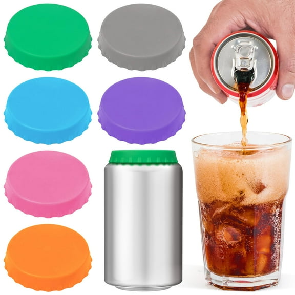 6 Pack Silicone Soda Can Cover Lids, Reusable BPA Free Silicone Can Cover, Stopper and Protector for Soda, Beer, Beverage, Juice, Coke, Fits Standard Cans