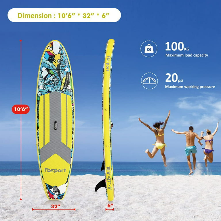 FBSPORT 10'6'' Premium Inflatable Stand Up Paddle Board, Yoga Board with  Durable SUP Accessories & Carry Bag
