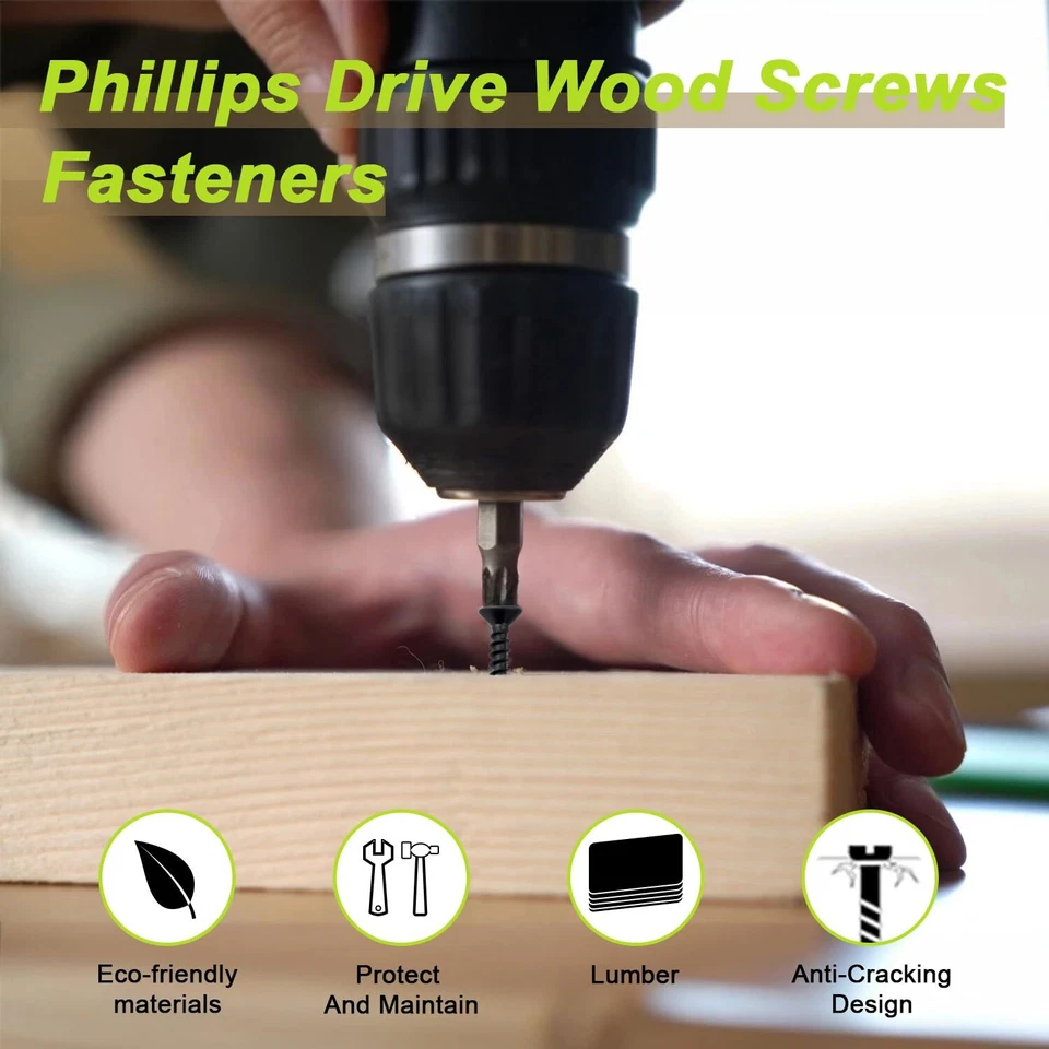 CIRCLE- #4 Small Screws Set, Wood Screws Assortment Kit, 500Pcs Tiny Phillips Flat Head