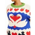 thumbnail image 3 of Suéter Tipo Túnica con Estampado de Cisne para Mujer, Cuello Redondo, Larga, Informal, Holgado, de Punto, para Otoño S, 3 of 10