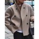 thumbnail image 5 of Abrigo Corto de Invierno Holgado para Mujer, Chaqueta Tipo Blazer Elegante de un Solo Botón Color de la Tarjeta Gris XL, 5 of 9