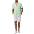 thumbnail image 2 of INSPIRE CHIC Men's Linen Shirts Camp Collar Short Sleeve Button Down Summer Beach Shirts 2XL Green, 2 of 6