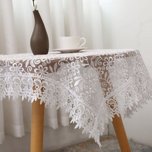 Mantel redondo transparente con encaje pastoral, bordado, estilo cafetería, mantel para mesa de comedor, mantel de té blanco arroz, mantel para TV, mueble, cubierta a prueba de polvo, toalla