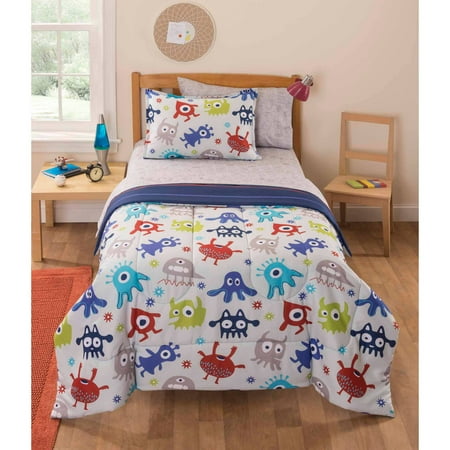 Mainstays Kids Monster Stripe Bedding Comforter Set Walmart Com
