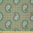 thumbnail image 2 of Ambesonne Vintage Asian Fabric by the Yard Microfiber, Paisley Feels Retro, 5 Yards, Dark Tan and Pale Blue, 2 of 2