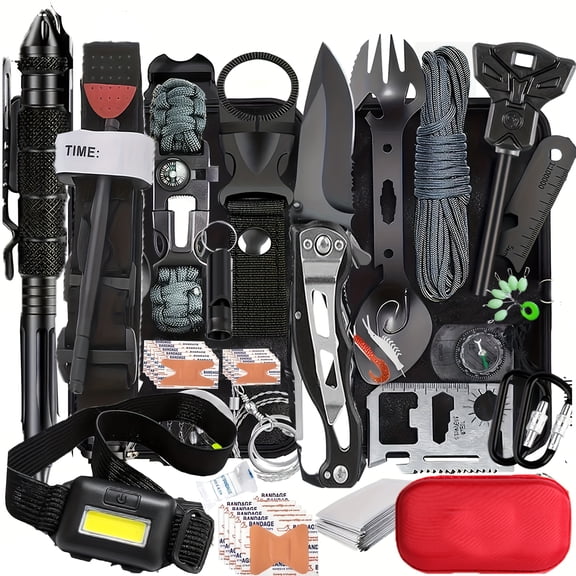 Survival Kit, Gifts for Men Dad Husband, Emergency Survival Gear And Equipment 19in 1, Fishing Hunting Birthday for Men, Camping Accessories, Cool Gadget, Camping Essentials yiguasu