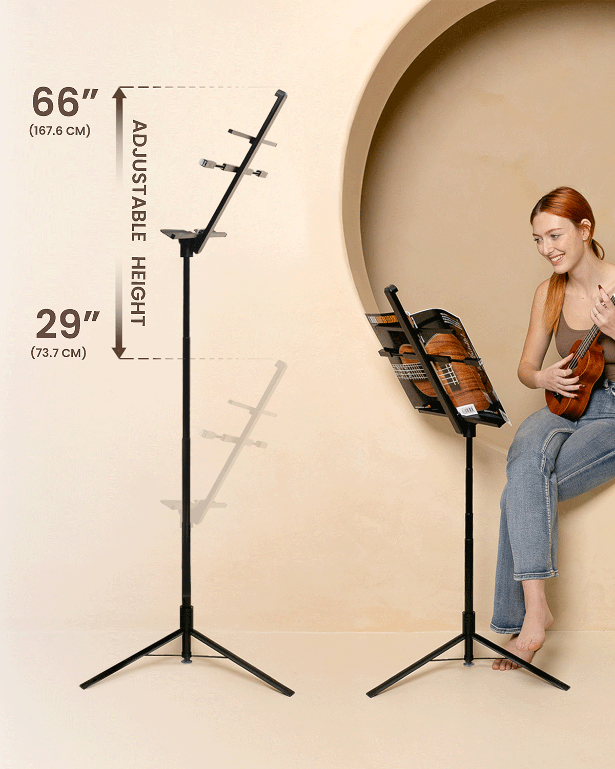KraftGeek 66'' Capsule Lite Music Stand, Black