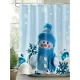 thumbnail image 2 of Blue Snowman Christmas Shower Curtain Set, Waterproof Shower Curtains for Bathroom, Xmas Snowflake Ball Winter Washable Fabric Cloth Bath Curtain for Bathtub Decoration with Hooks 48x72 Inches, 2 of 6