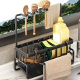 thumbnail image 3 of Hyasfey Kitchen Sink Caddy Sponge Holder with Drain Tray Rustproof Corrosion Resistant Easy to Install Towel Holder Brush Drainer Rack Kitchen Organizer, 3 of 8