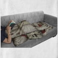 thumbnail image 6 of Vintage Soft Flannel Fleece Blanket, Valentines Day Inspired Hearts in Captivity Retro Elements Dresses and Cat, Cozy Plush for Indoor and Outdoor Use, 50" x 60", Tan Vermilion Pink, by Ambesonne, 6 of 6