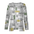 thumbnail image 3 of TQWQT Plus Size Tops for Women Dressy Fall V Neck Tshirts Color Block T-Shirt Long Sleeve Shirts Loose Casual Trendy Tunics Green L, 3 of 5