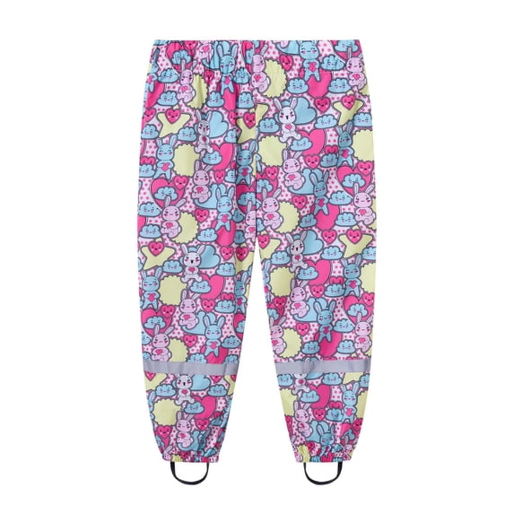 SELONE Kids Rain Pants Toddler Rain Pants 2-10T Printed Long Pant Childrens Rain Pants Boys Girls Cartoon Trousers Raincoat Split Pants Student Assault Pants for Rainy Days Hot Pink 9-10 Years