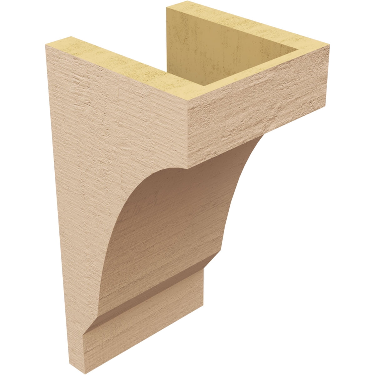 6"W x 6"D x 12"H Wide Moab Rough Cedar Woodgrain TimberThane Corbel, Primed Tan