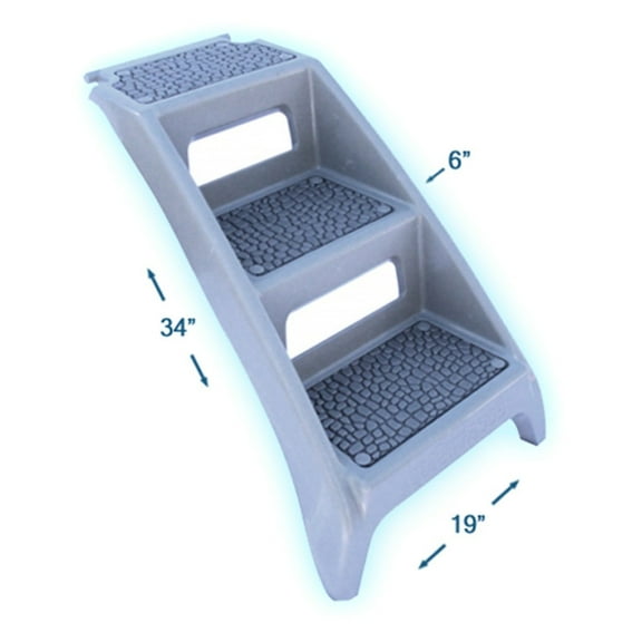 Booster Bath PSUSA Portable Dog Steps, Gray, Medium, 19"L x 6"W x 34"H