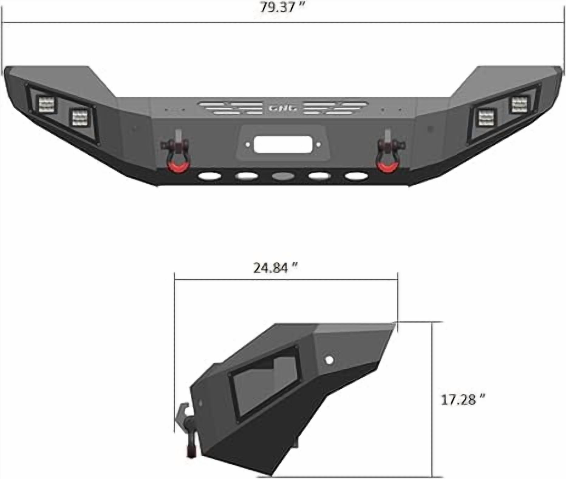 TIOYAR For 2011-2012-2013-2014-2015-2016 Ford F250/F350/F450/F550 Steel Front Bumper With Winch Plate&Square Lights (Black Texture)