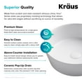 thumbnail image 6 of KRAUS Viva Round White Porcelain Ceramic Vessel Bathroom Sink with Pop-Up Drain, 15 3/4 in. D x 5 3/8 in. H, 6 of 16