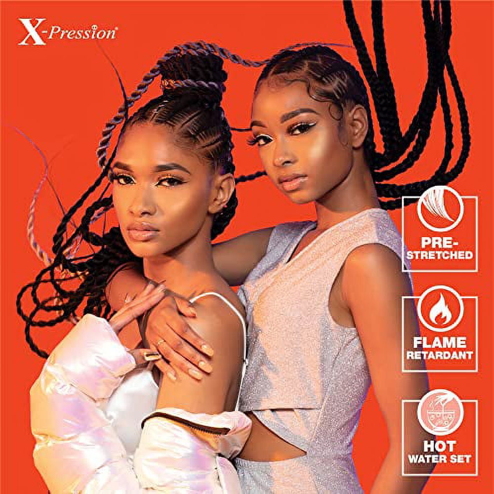 Sensationnel X-pression prestretched braiding hair - 2x xpression 48 inch all kanekalon flame retardant synthetic braid in hair extensions - 2X 48 Inch (3 pack, RED)