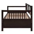thumbnail image 6 of Wood Twin Daybed, Wooden Sofa Bed Guest Bed with Rails & Wood Slat Support, Dual-use Twin Size Platform Bed Frame for Living Room Bedroom, No Box Spring Needed  (Espresso), 6 of 8