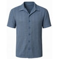 thumbnail image 2 of Iceglad Men's Casual Button Down Shirts Short Sleeve Shirts Vacation Beach Summer Hollow Out Tops, 2 of 8