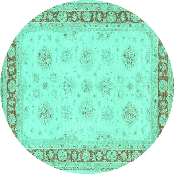 Ahgly Company Indoor Round Persian Turquoise Blue Traditional Area Rugs, 5' Round