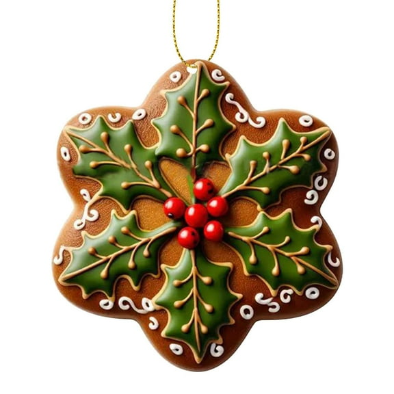 SLYNSHome Christmas Ornament for Tree,3.1 Inch Xmas Cute Cartoon Snowflake Pendant Acrylic Hanging Flat Snowflake and Maple Leaves for Holidays Christmas Home Party Car Window Decoration