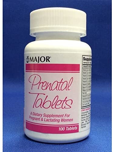 Major Prenatal Vitamins Dietary Supplement Bottle Of 100 Tablets Walmart Com Walmart Com