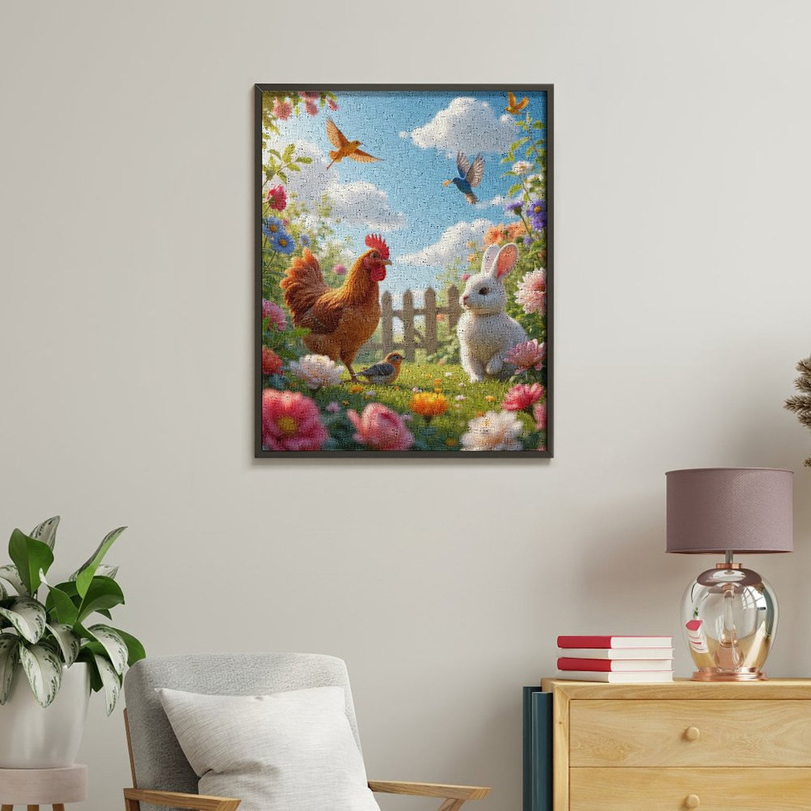 Paint by Numbers Kit for Adults, Garden Animals Sunny Day Scene Paint by Numbers, Easy Paint by Numbers Kit for Adults Beginner, DIY Adult Paint by Number Kits on Canvas, Home Decor