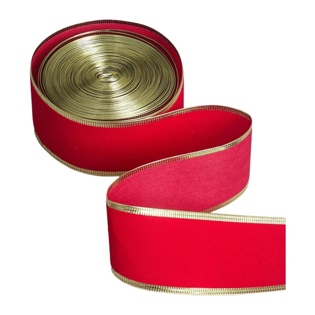Cinta navideña de 2 pulgadas de ancho, versátil para manualidades, borde con alambre, cinta para de Navidad para envolver regalos y fiestas de b