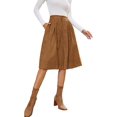 thumbnail image 1 of Falda de pana para mujer Cintura alta elástica debajo de la rodilla Falda acampanada acampanada, 1 of 4