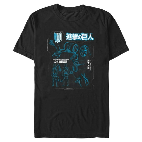 Mens Attack on Titan Equipment Blueprint T Shirt