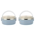 thumbnail image 1 of HLONK 4 Pcs  For Hot Food  Lunch Box  Thermal Lunch Box Stackable Hot Food Insulated Box 304 Stainless Steel Round Lunch Box Sealed Food Containers(Single Layer-Blue), 1 of 7