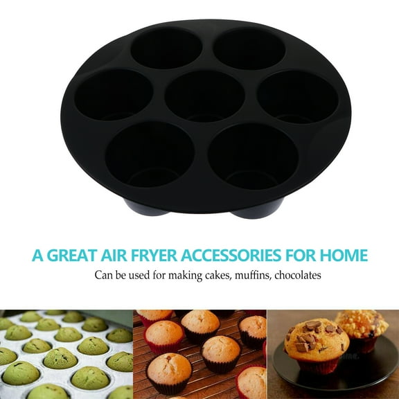 Raindrops 1Pc Mini Silicone Muffin Pan 7 Grids Black 6 Inch For Co-Workers And Friends