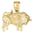 thumbnail image 1 of 10K Yellow Gold 3D Bull Fighting, Bull Pendant - 24 mm, 1 of 3