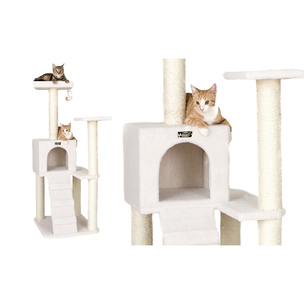 Armarkat 53 In Cat Tree Condo Scratching Post Tower White Com Cat Tree Condo Scratching Post Tower, Armarkat Cat Tree