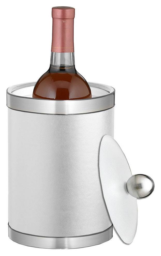2 Qt. Tall Ice Bucket in White and Brushed Chrome