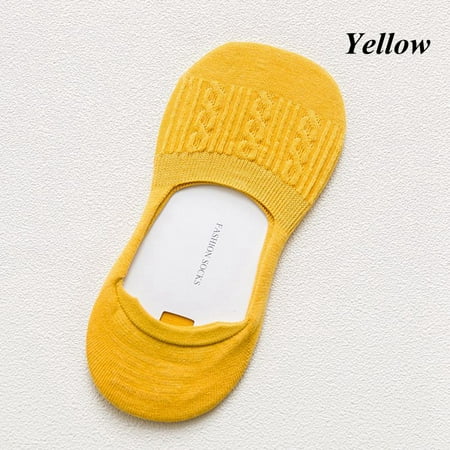 

Women Breathable Non-slip Invisible Cotton Boat Socks Ankle Hosiery Low Cut YELLOW