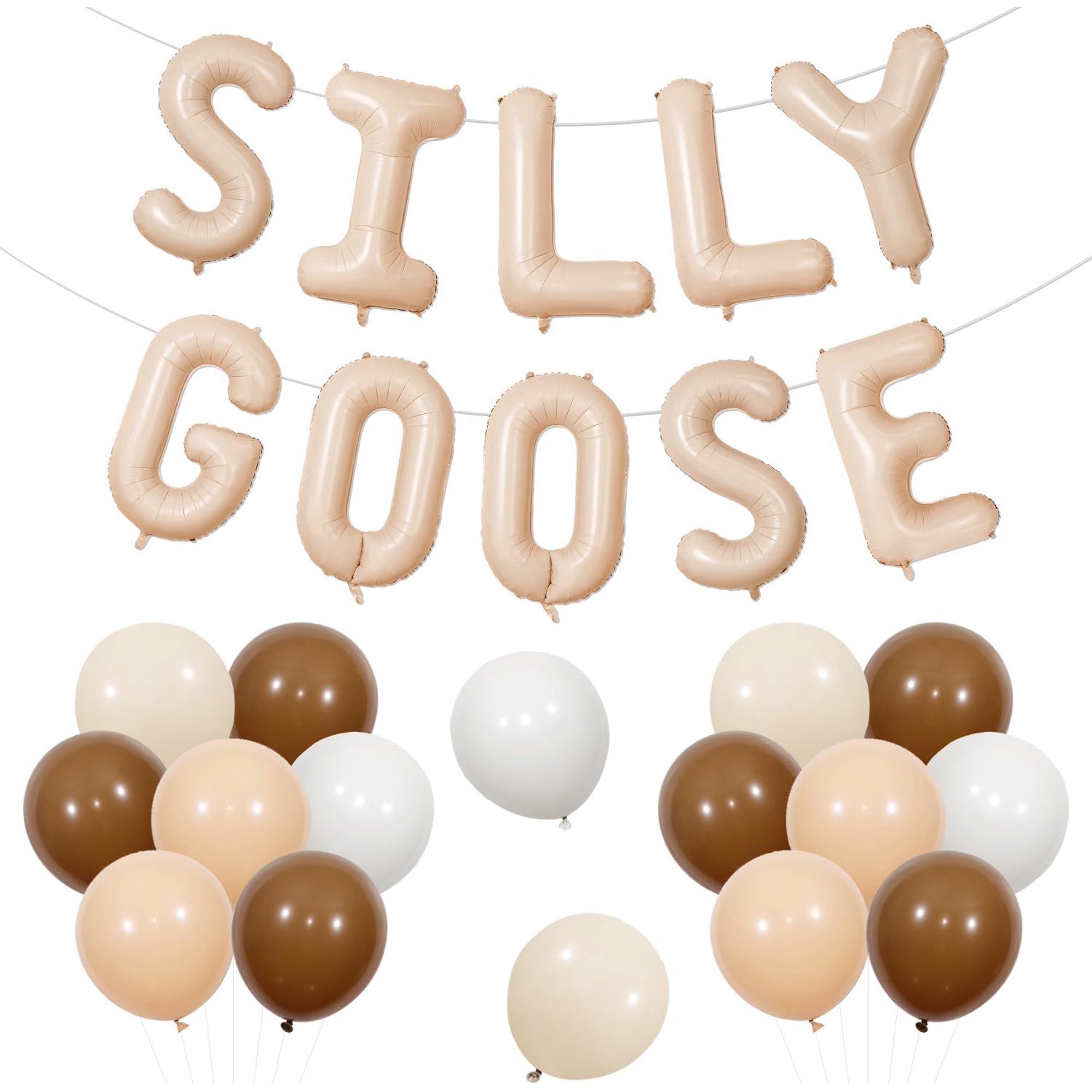 Kreatwow Goose Birthday Decorations Silly Goose Foil Balloon Banner Goose Theme Khaki and White Latex Balloons Farm Animal Birthday Decorations for Kids Duck Birthday Funny Goose Party Supplies