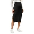 thumbnail image 4 of INSPIRE CHIC Women's Maternity Winter Warm High Waist Casual Side Split Stretchy Elastic Bodycon Sweater Midi Skirt Black Medium, 4 of 6