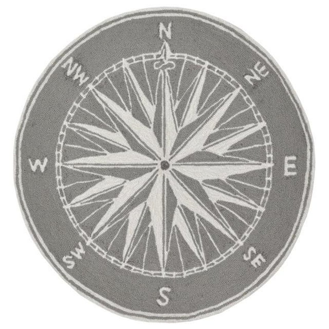 Trans-Ocean Imports FTPD8144747 8 ft. Liora Manne Frontporch Compass Indoor & Outdoor Hand Tufted Rug - Grey
